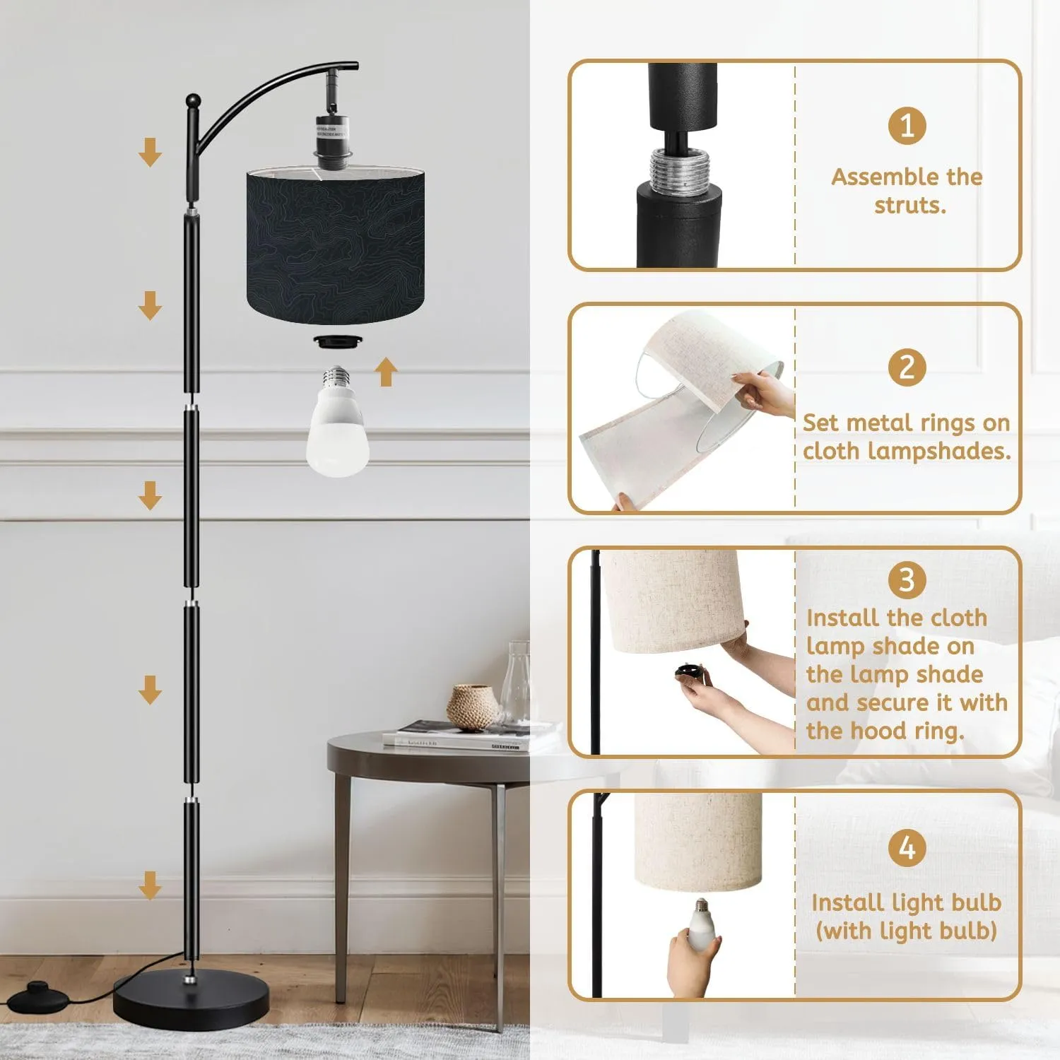 Arc Floor Lamps Terrain map Contours Trails Grid Geographic Relief Topographic Contour Modern LED Adjustable Lampshade Standing Light for Living Room Reading Bedroom Office