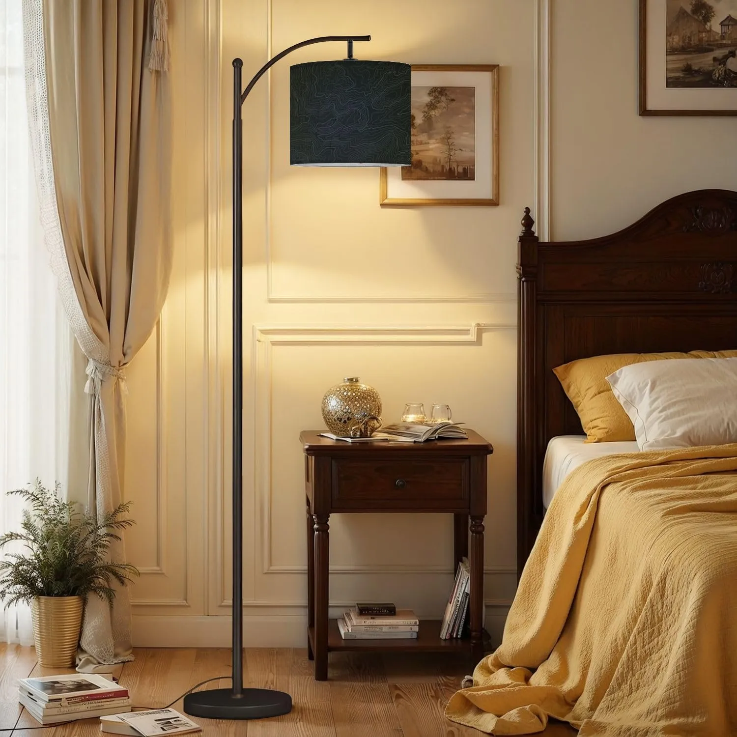 Arc Floor Lamps Terrain map Contours Trails Grid Geographic Relief Topographic Contour Modern LED Adjustable Lampshade Standing Light for Living Room Reading Bedroom Office