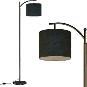 Arc Floor Lamps Terrain map Contours Trails Grid Geographic Relief Topographic Contour Modern LED Adjustable Lampshade Standing Light for Living Room Reading Bedroom Office