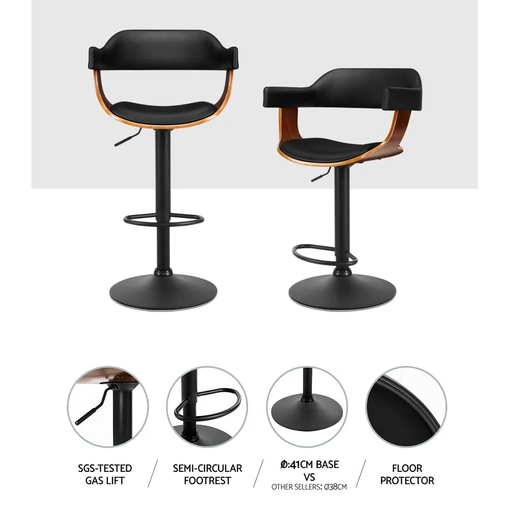 Artiss 2X Wooden Bar Stools Kitchen Swivel Gas Lift Bar Stool Chairs Leather