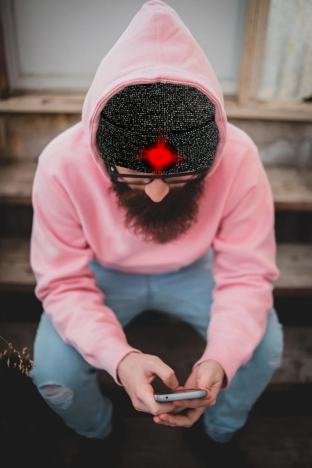 ATNKE LED Lighted Beanie Hat,USB Rechargeable 8 LED Red Glow Flashing Run Headlamp Lined Fleece Cap for Men and Women