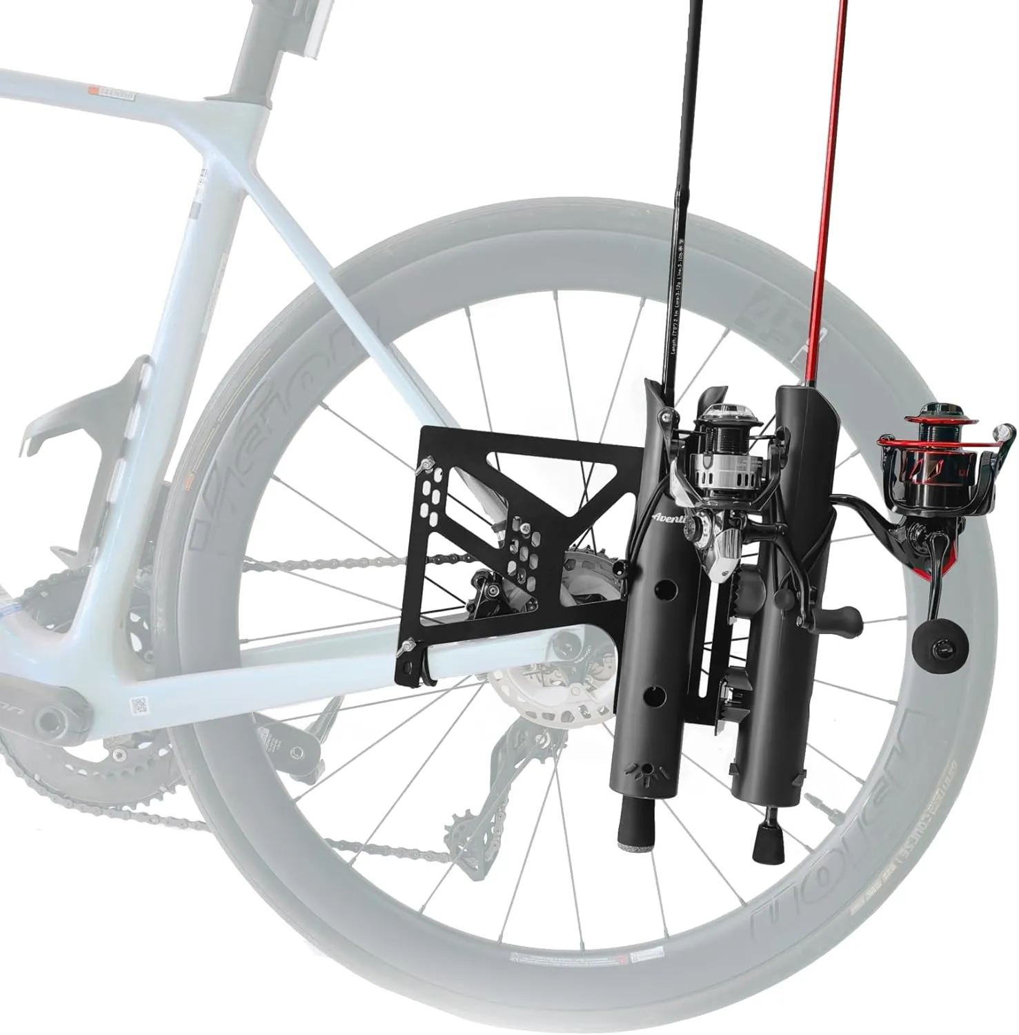Aventik Bike Fishing Rod Holder for Bike Hold 2 Rods Easy to Mount Secure Stable Fishing Rod Rack for Bike 2 Pole Tube Fishing Pole Holders