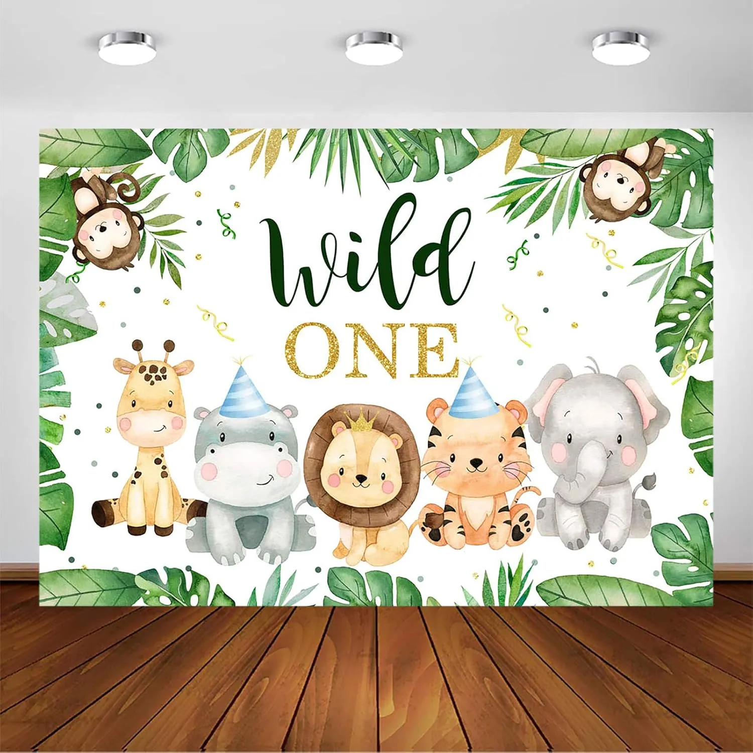 Avezano Wild One Safari 1st Birthday Backdrop for Boys Party Decorations Photography Background Cute Jungle Safari Animals 1st Birthday Party Banner Photoshoot (8x6ft)
