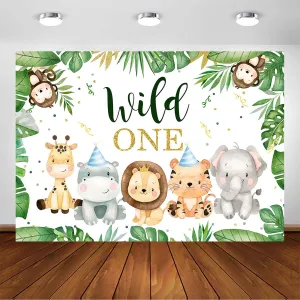 Avezano Wild One Safari 1st Birthday Backdrop for Boys Party Decorations Photography Background Cute Jungle Safari Animals 1st Birthday Party Banner Photoshoot (8x6ft)