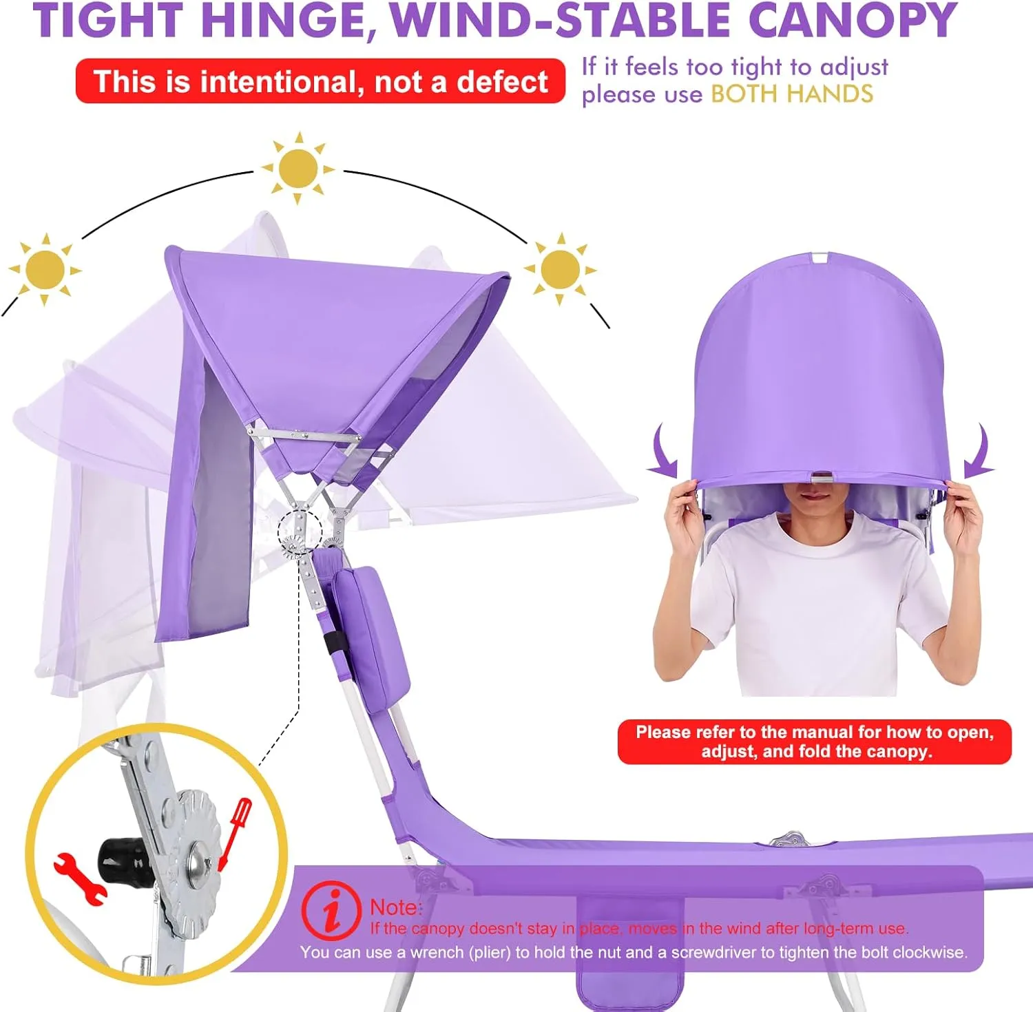 Backpack Beach Tanning Chair with Canopy Sun Shade & Face Hole, 6 Position Folding Lounge Sun Chair for Adults Outside Reading Sunbathing Poolside Camping Lawn, UPF 50 , 2 Pack, Patent Design