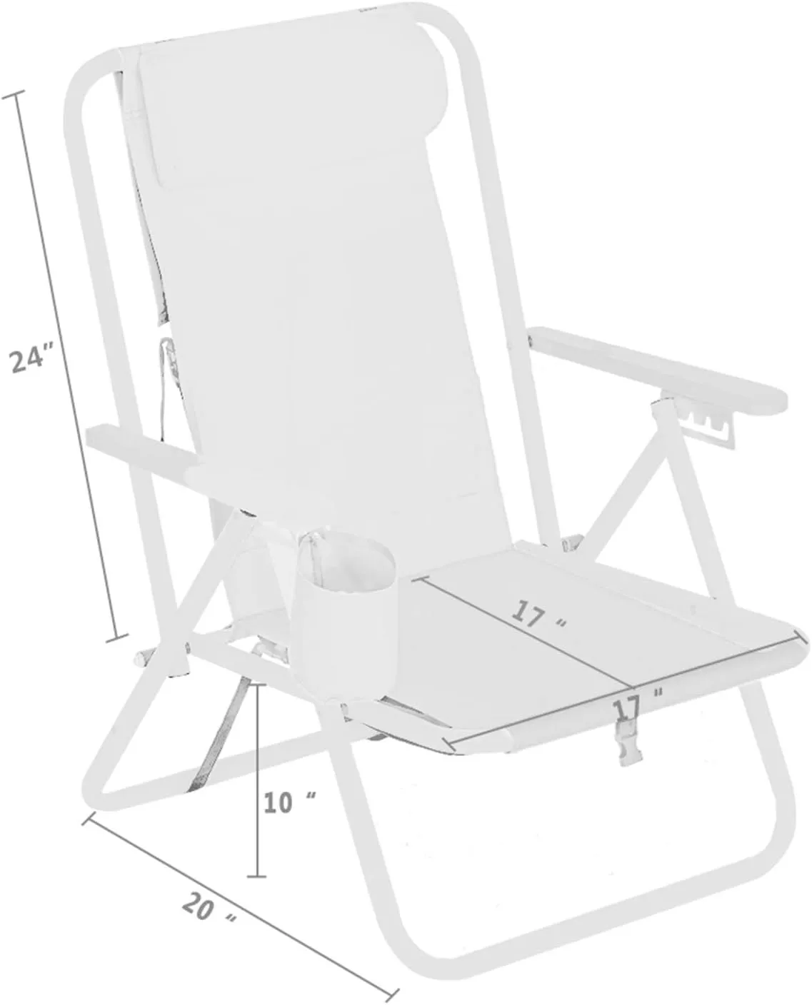 Backpack Folding Lounge Chair, Portable High Strength Beach Chair with Cup Holder, Adjustable Angle and Headrest, Ideal for Camping, Fishing, Outdoor Sports, Beach Trips, 220 Lbs Capacity (1 Pack)