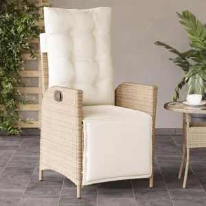 Backyard Chairs Camping Chair Outdoor Chairs Lounge Chair - Reclining Patio Chair with Footrest Beige Poly Rattan for Park Beaches Outside Terrace