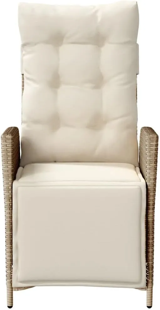 Backyard Chairs Camping Chair Outdoor Chairs Lounge Chair - Reclining Patio Chair with Footrest Beige Poly Rattan for Park Beaches Outside Terrace