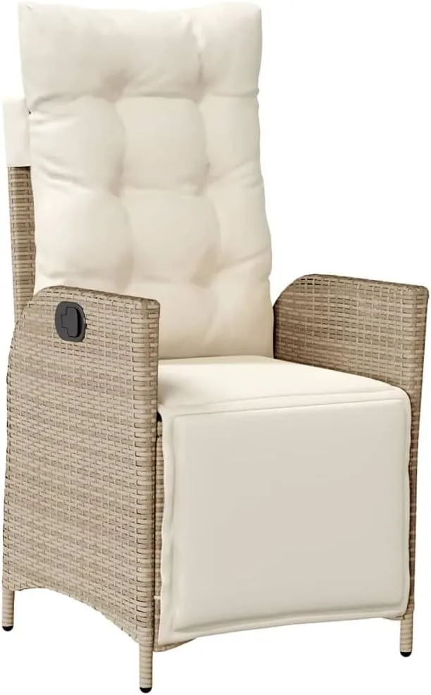 Backyard Chairs Camping Chair Outdoor Chairs Lounge Chair - Reclining Patio Chair with Footrest Beige Poly Rattan for Park Beaches Outside Terrace