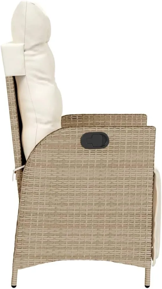Backyard Chairs Camping Chair Outdoor Chairs Lounge Chair - Reclining Patio Chair with Footrest Beige Poly Rattan for Park Beaches Outside Terrace