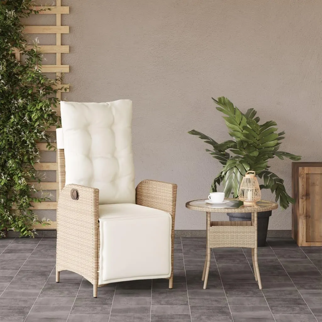 Backyard Chairs Camping Chair Outdoor Chairs Lounge Chair - Reclining Patio Chair with Footrest Beige Poly Rattan for Park Beaches Outside Terrace