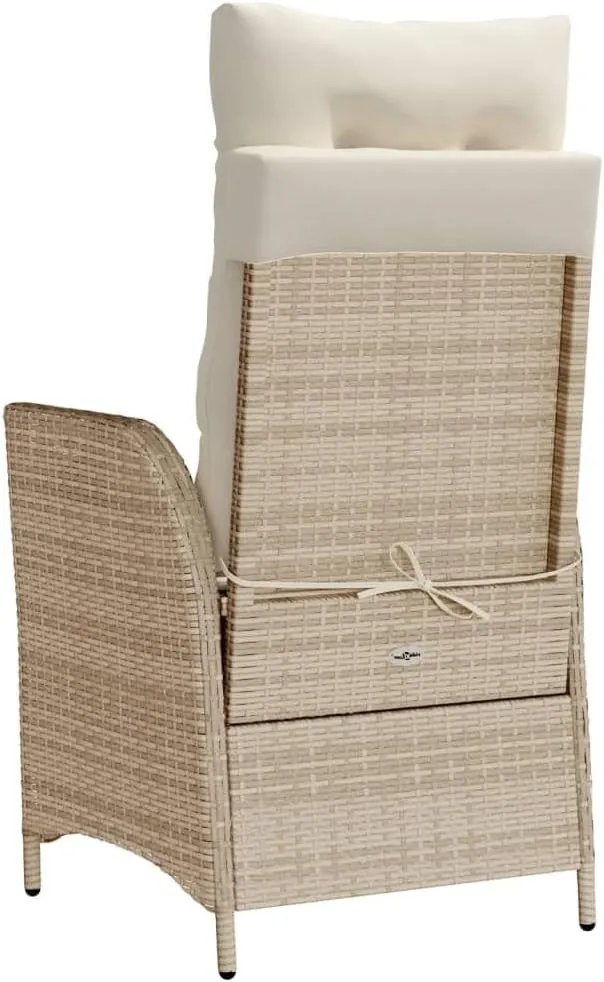 Backyard Chairs Camping Chair Outdoor Chairs Lounge Chair - Reclining Patio Chair with Footrest Beige Poly Rattan for Park Beaches Outside Terrace
