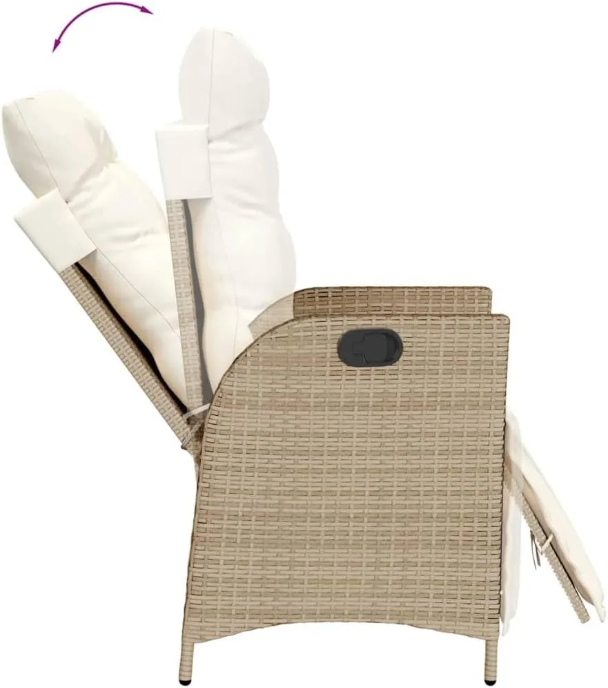 Backyard Chairs Camping Chair Outdoor Chairs Lounge Chair - Reclining Patio Chair with Footrest Beige Poly Rattan for Park Beaches Outside Terrace