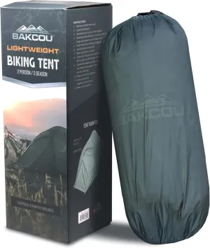 Bakcou - Lightweight Biking Tent 54" x 84" - 2-Person Capacity, Easy Setup, Waterproof Fly & Complete Ventilation - Comfortable Bikepacking Adventures