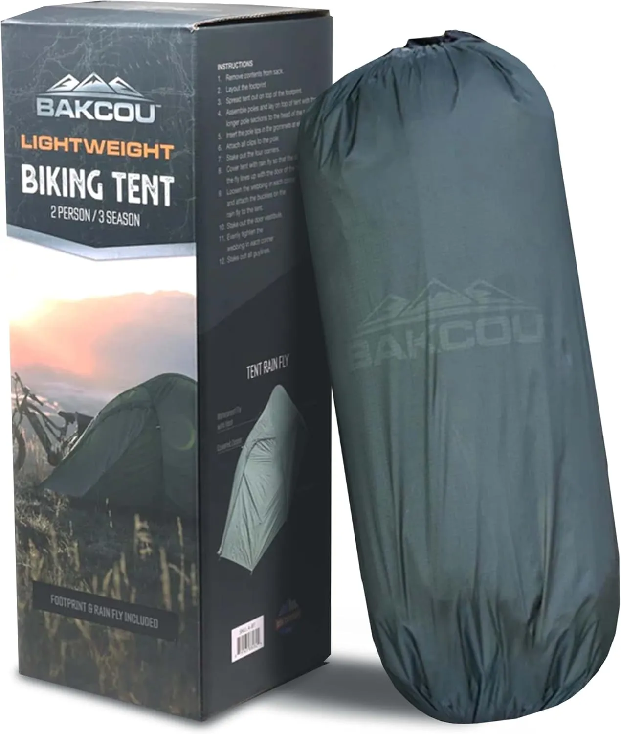 Bakcou - Lightweight Biking Tent 54" x 84" - 2-Person Capacity, Easy Setup, Waterproof Fly & Complete Ventilation - Comfortable Bikepacking Adventures