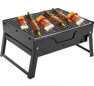 Barbecue Grill Stove, Portable Camping Grill Compact Folding Camping Grill Barbecue Stove Rack for Family Garden Outdoor Cooking Camping Picnics Party, Black