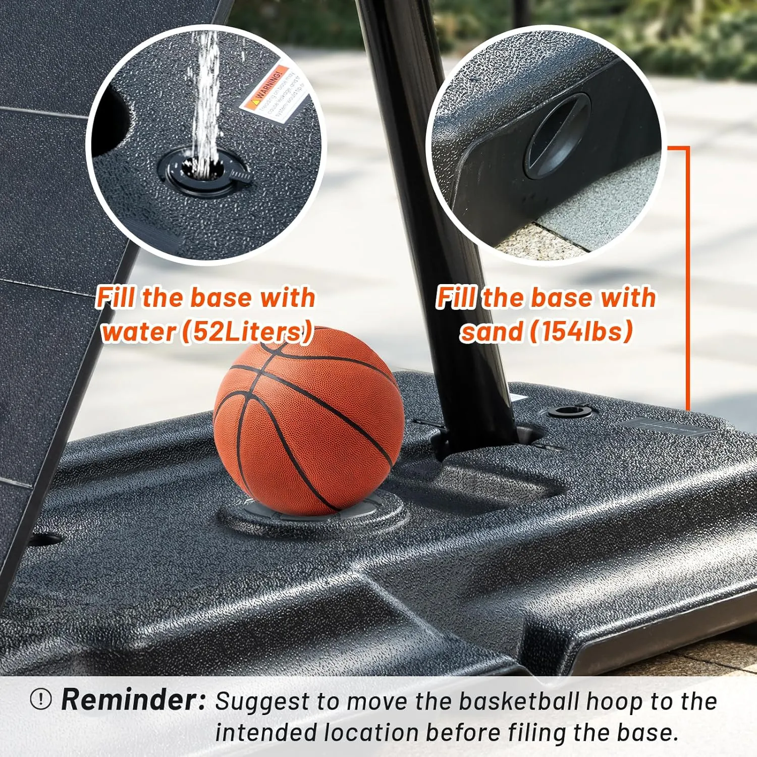 Basketball Hoop 44&48 Inch Backboard Portable Basketball Hoop Outdoor,5.3-10ft Stepless Regulation Crank Adjust Basketball Goal System