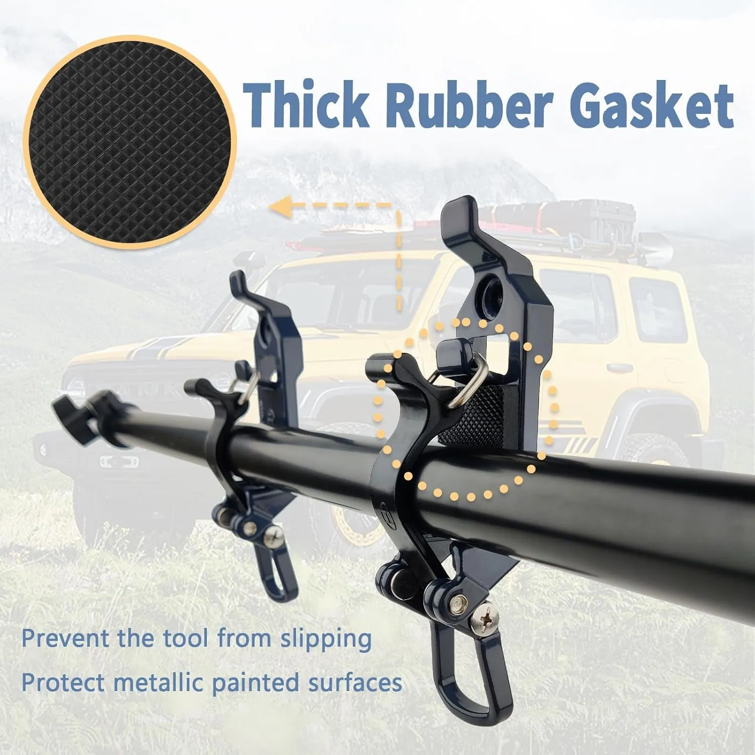 Bazen 6PCS Shovel Mount for Roof Rack Overland Gear Rotopax Mount Shovel Holder for Truck Tool Holder,Rubber Clamp Grip Mounting Kit Fits Shovel Holder Wall Mount, and Pole Clamp