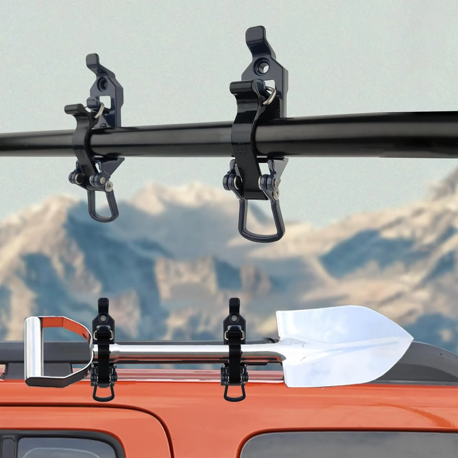 Bazen 6PCS Shovel Mount for Roof Rack Overland Gear Rotopax Mount Shovel Holder for Truck Tool Holder,Rubber Clamp Grip Mounting Kit Fits Shovel Holder Wall Mount, and Pole Clamp