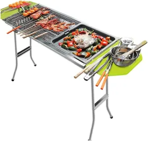 BBQ Grill Outdoor Stainless Steel Folding Charcoal Barbecue Plate Travel Picnic Camping Stove