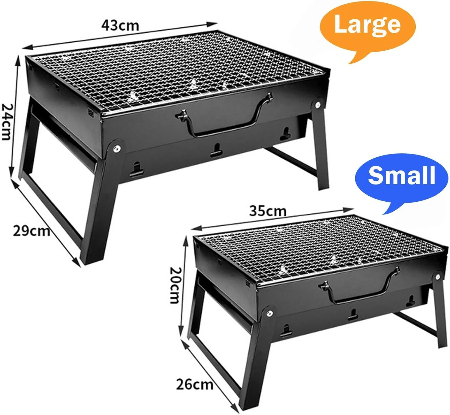 BBQ Grill, Portable Barbecue for 1-6 Persons, Small Sizes Charcoal Desk Tableoutdoor Camping Picnics Garden Party SIL, Black/Black/s