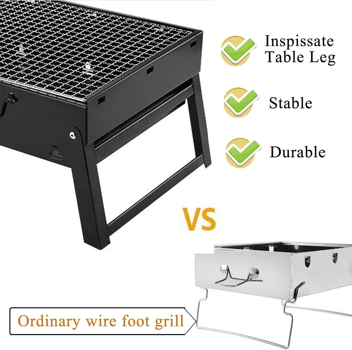 BBQ Grill, Portable Barbecue for 1-6 Persons, Small Sizes Charcoal Desk Tableoutdoor Camping Picnics Garden Party SIL, Black/Black/s