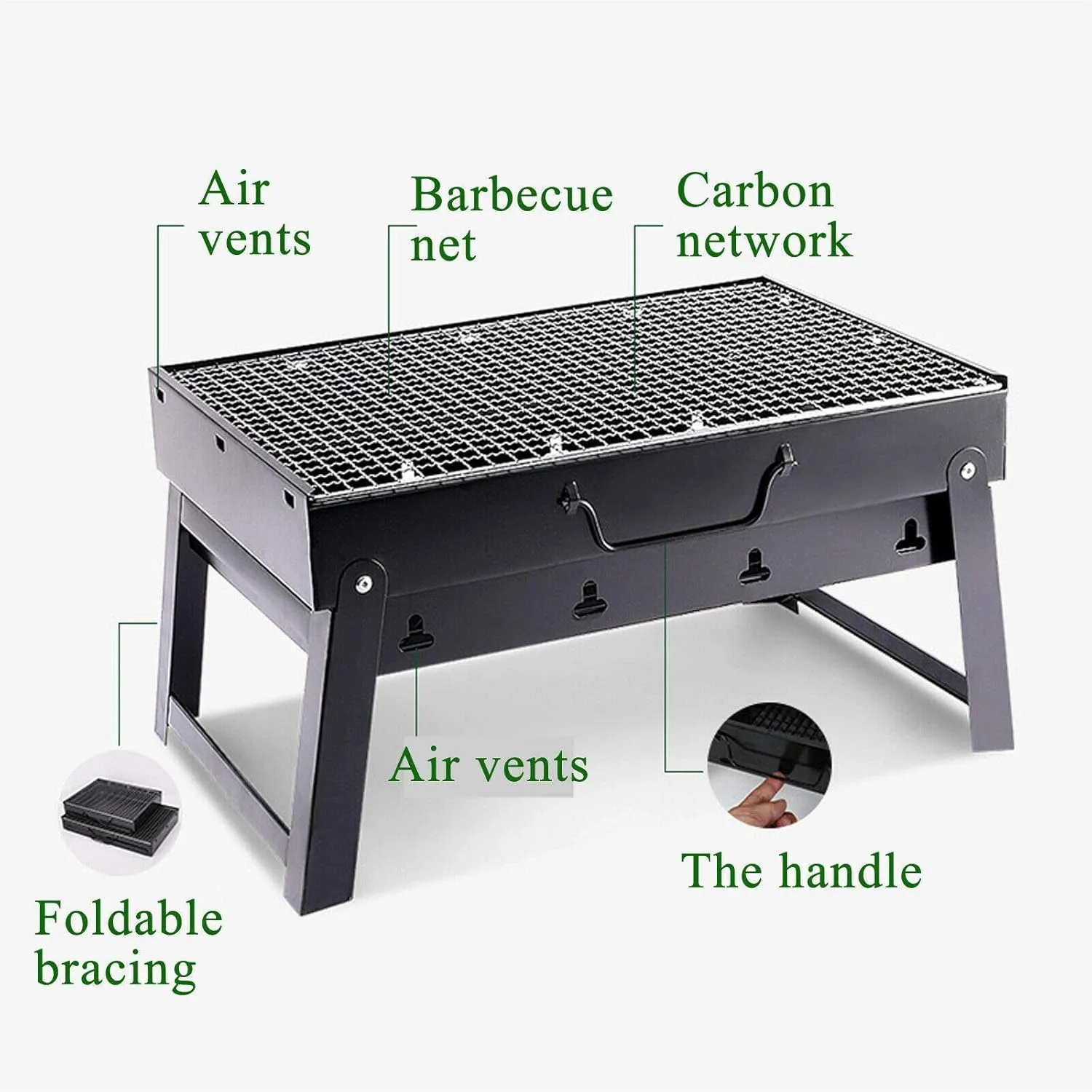 BBQ Grill, Portable Barbecue for 1-6 Persons, Small Sizes Charcoal Desk Tableoutdoor Camping Picnics Garden Party SIL, Black/Black/s