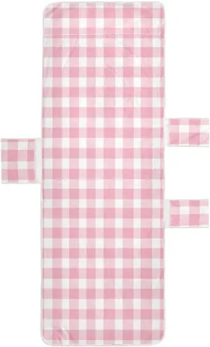 Beach Lounge Towel Cover with Non-Slip Pocket & Windproof Straps, 3 Side Pockets Chair Towel Cover for Outdoor, Pool, Beach, 85"x30",(Pink Check)