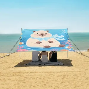 Beach Shade Tent with UPF50  UV Protection,Capybara Beautiful Underwater Lightweight Camping Sun Shelter for Outdoor,Camping Trips, Fishing, Backyard,Picnics,Easy Set Up and Carry 9x10.5 FT