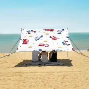 Beach Shade Tent with UPF50  UV Protection,Cartoon Ambulance Patrol Wagon Lightweight Camping Sun Shelter for Outdoor,Camping Trips, Fishing, Backyard,Picnics,Easy Set Up and Carry 9x10.5 FT