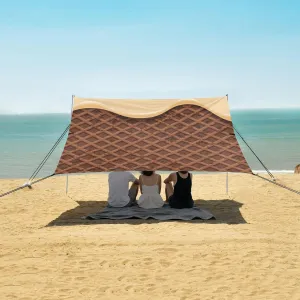 Beach Shade Tent with UPF50  UV Protection,Chocolate Melted and Waffle Lightweight Camping Sun Shelter for Outdoor,Camping Trips, Fishing, Backyard,Picnics,Easy Set Up and Carry 9x10.5 FT
