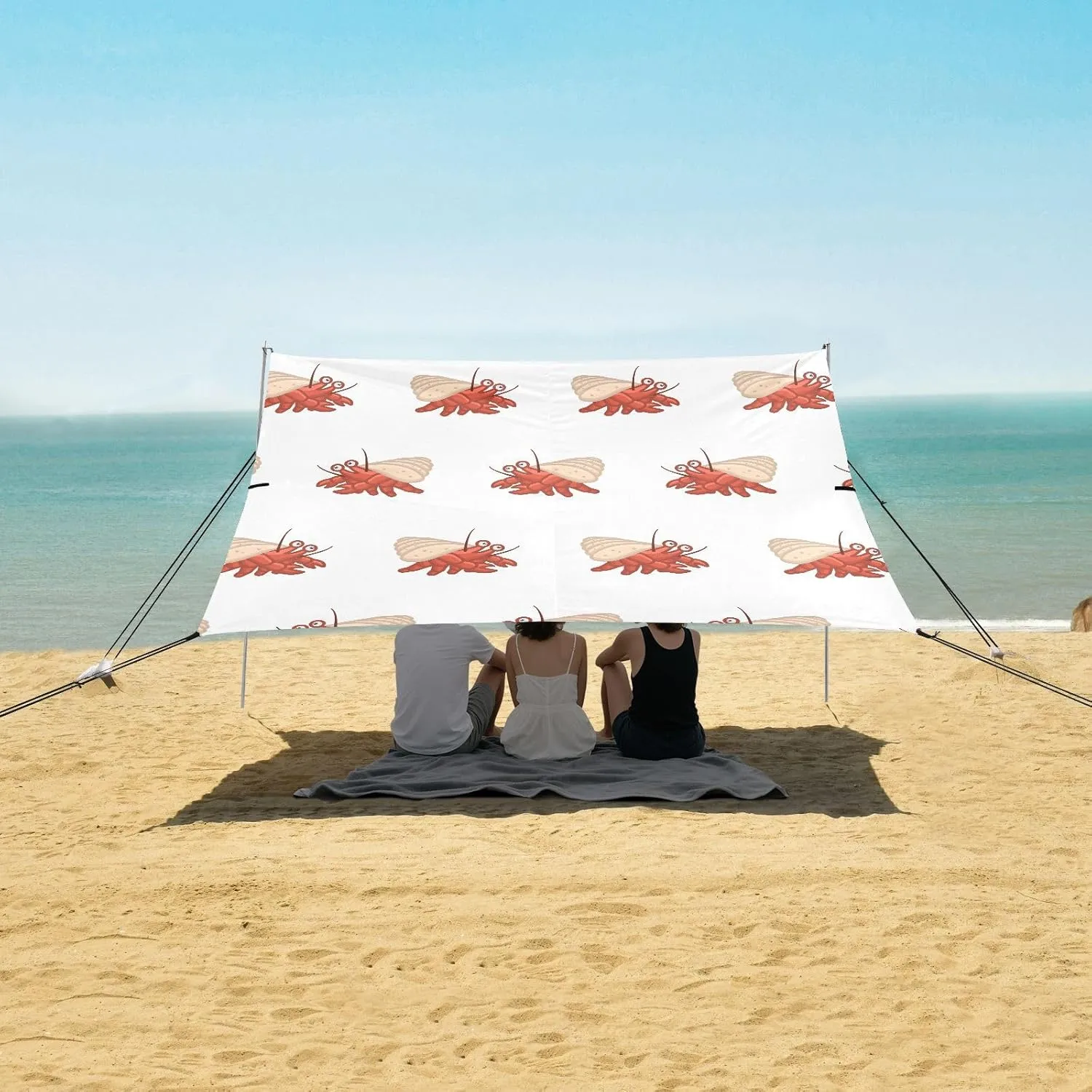 Beach Shade Tent with UPF50  UV Protection,Hermit Crab Cute Lightweight Camping Sun Shelter for Outdoor,Camping Trips, Fishing, Backyard,Picnics,Easy Set Up and Carry 9x10.5 FT
