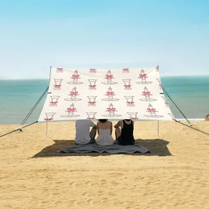 Beach Shade Tent with UPF50  UV Protection,Pink Bows with Glass and Candleholder Lightweight Camping Sun Shelter for Outdoor,Camping Trips, Fishing, Backyard,Picnics,Easy Set Up and Carry 9x10.