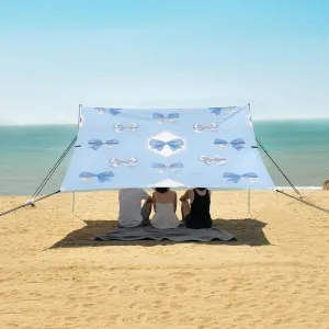 Beach Shade Tent with UPF50  UV Protection,Silver and Blue Bows Lightweight Camping Sun Shelter for Outdoor,Camping Trips, Fishing, Backyard,Picnics,Easy Set Up and Carry 9x10.5 FT