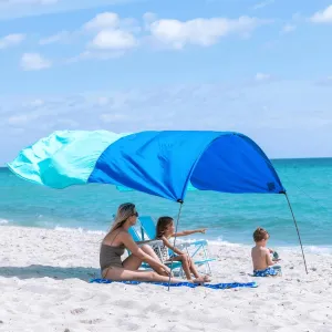Beach Sun Shade Canopy, 3x5m Portable UV Protection Shelter, 1.5kg Lightweight, Blue and Turquoise