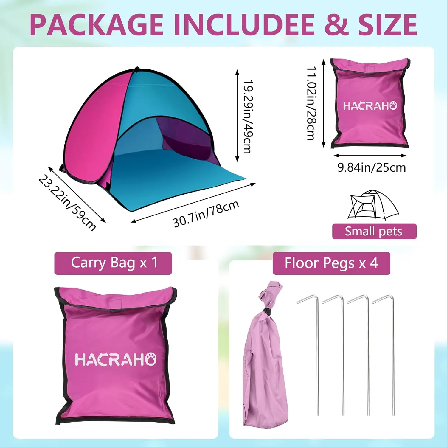 Beach Sun Shelter, 1 Pack Automatic Instant Beach Tent Waterproof Beach Tent Sun Shelter for Outdoor Camping Picnic, Pink