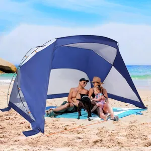 Beach Tent, 3/4 Person Sun Shelter Beach Shade Tent with UPF 50  Protection, Portable Lightweight and Easy Setup Canopy for Camping, Hiking, Fishing, Backyard, Picnics- Navy Blue