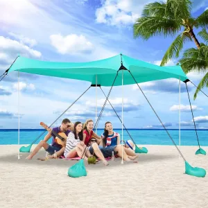 Beach Tent, Camping Tent UPF50  with 8 Sandbags, Beach Essentials for 6-12 Persons, Beach Shade Canopy with Stability Poles and Big Ground Pegs, Pop Up Canopy for Camping, Picnics, 10X10FT Green