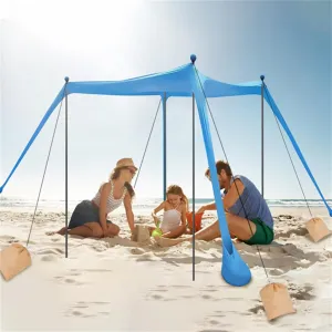 Beach Tent Canopy Pop Up Shade 10x10ft Sun Shelter Portable Family UPF50  with 4 Sandbags-4 Aluminum Poles-4 x Ropes-Carrying Bag for Outdoor Camping Fishing Backyard Picnic