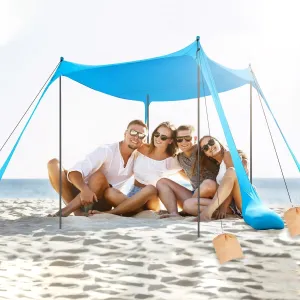 Beach Tent Canopy Pop Up Shade 10x10ft Sun Shelter Portable Family UPF50  with 4 Sandbags-4 Aluminum Poles-4 x Ropes-Carrying Bag for Outdoor Camping Fishing Backyard Picnic（No shipments on Weekends）