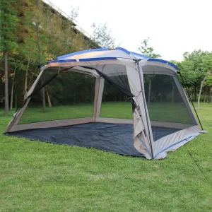 Beach Tent for 4-8 Person, Portable Camping Tent with Mat, Ventilation on All Sides, Sun Shelter for Family Picnic, Fishing