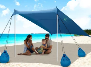 Beach Tent, UPF50  Sun Shelter, 10x10ft Outdoor Canopy with Sandbags, Ground Pegs, Stability Poles & Sand Shovel, Portable Sun Shade for Traveling, Camping, Fishing, Picnics & Backyard Fun