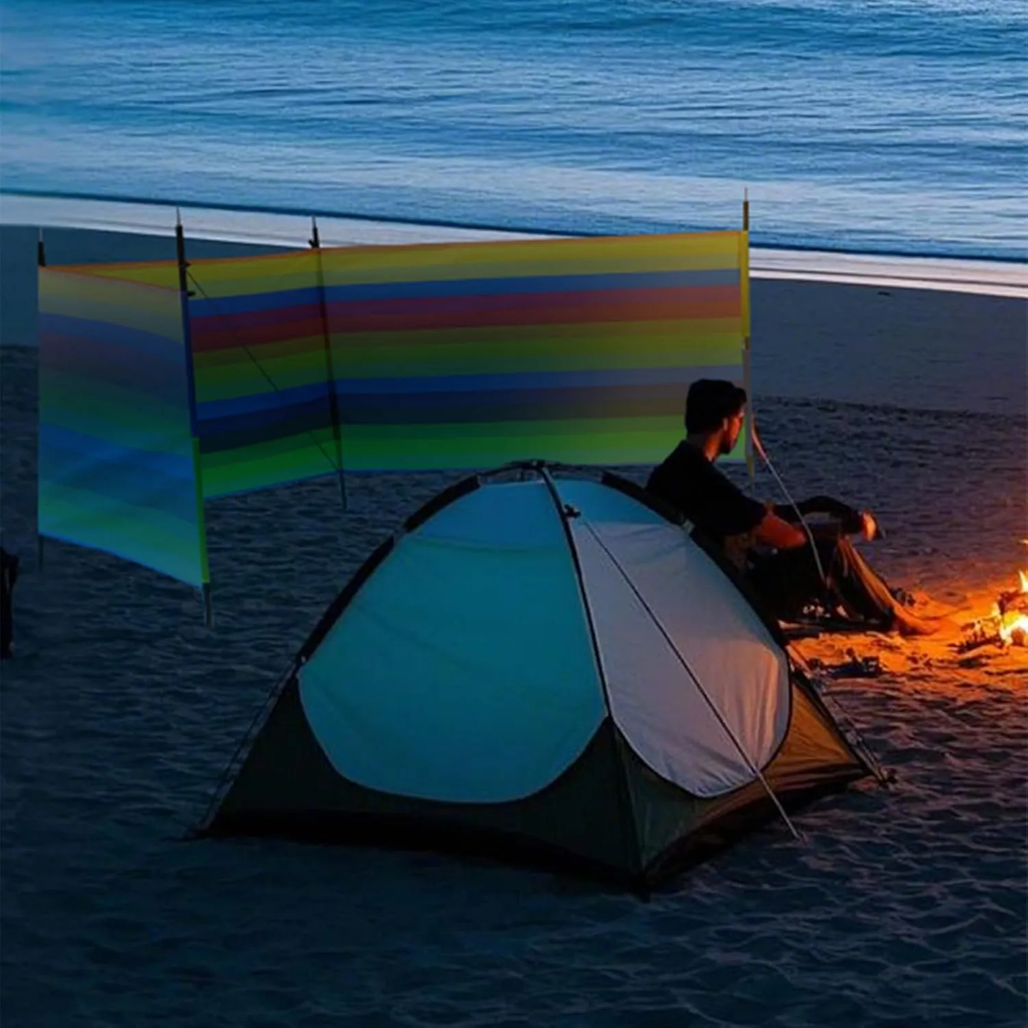Beach Wind Blocker - Camping Privacy Screen, Outdoor Wind Blocker. Wind Screen for Beach, Shelter Barrier Windproof with Poles & Carry Bag, Outdoor Gear for Travel, Picnics, Party Supplies