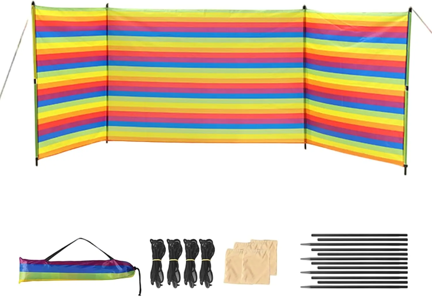 Beach Wind Blocker - Camping Privacy Screen, Outdoor Wind Blocker. Wind Screen for Beach, Shelter Barrier Windproof with Poles & Carry Bag, Outdoor Gear for Travel, Picnics, Party Supplies