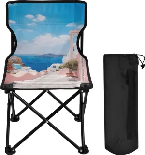 Beachside House Portable Outdoor Folding Chair Anti-Slip Padded Oxford Cloth Stool Camping Chair Small for Beach Hiking Fishing Gardening Quad Camp Chair