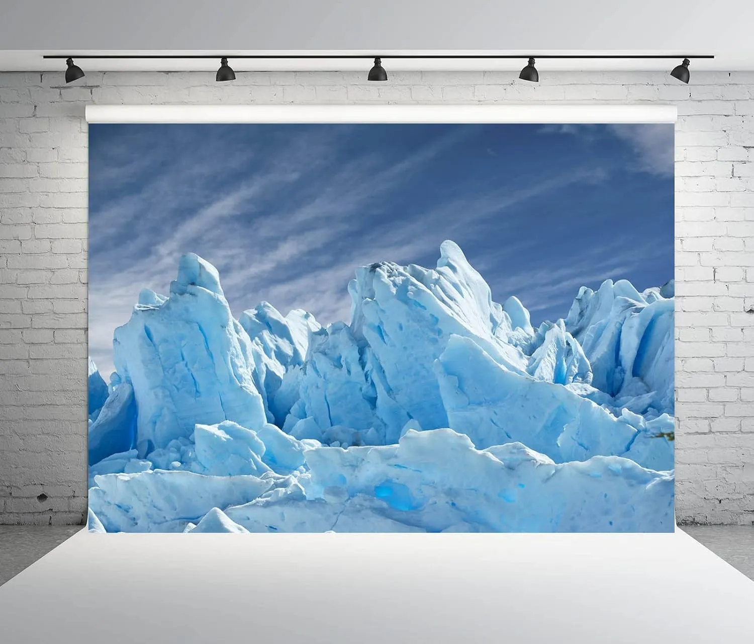 BELECO 20x10ft Fabric Glacier Mountains Backdrop White Iceberg Backdrops for Photography Snow Mountain North Pole Background Portrait Photoshoot Studio Props