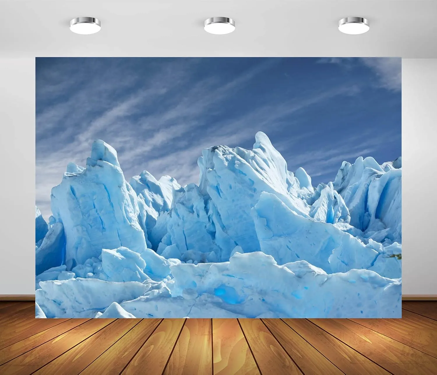 BELECO 20x10ft Fabric Glacier Mountains Backdrop White Iceberg Backdrops for Photography Snow Mountain North Pole Background Portrait Photoshoot Studio Props