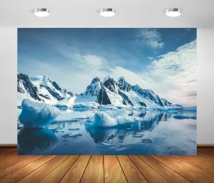 BELECO 8x6ft Fabric Winter Polar Iceberg Backdrop Arctic Scene Ocean Ice Snow Mountain Rocks Glacier Background Arctic Party Decorations Polar Sea Nature Scenery Photography Studio Props