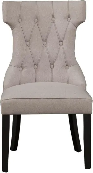 Benjara Benzara Fabric Upholstered Dining Chair with Button Tufted Back, Set of Two, Gray and Black,