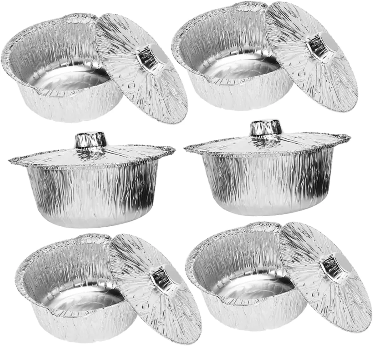 BESPORTBLE Versatile Bbq Tin Foil Pot Set Aluminum Pan Lid Disposible Cooking Pans for Outdoor Camping and Home Use